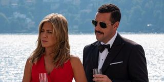 Jennifer Aniston and Adam Sandler looking dapper in Murder Mystery