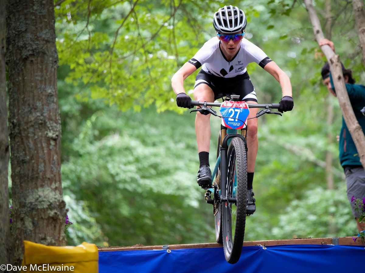 New Zealand&rsquo;s Samara Sheppard taking to the air during the first lap