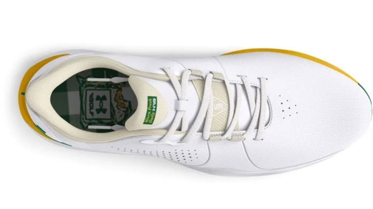 The upper of the Under Armour UA Drive Pro Patrons Golf Shoes on a white background