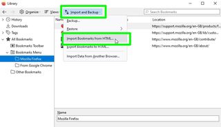 how to export Chrome bookmarks - Firefox import