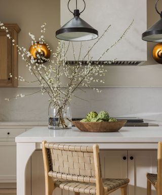 Serene kitchen with various neutral colors to add interest