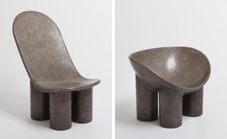 Left, 'Spoon Chair / Moon', 2016. Right, 'Roly-Poly Chair / Moon', 2016