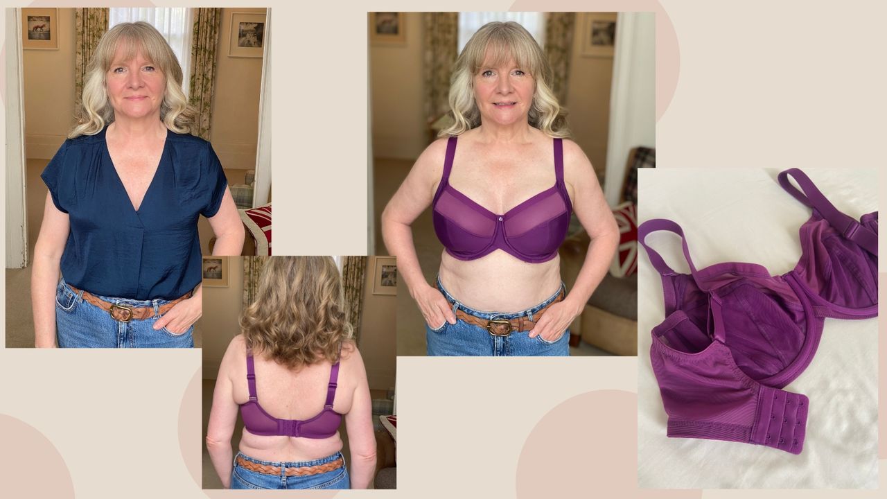 Julie Player wearing Curvy Kate Full Cup bra in purple