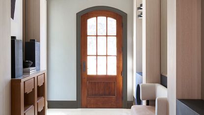 an entryway with modern fixtures