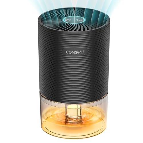 Conopu Dehumidifiers for Home Drying Clothes Damp, Portable Dehumidifier for Bedroom With 7 Colors Light, Ultra-Quiet, Auto Shutoff, Energy-Saving Dehumidifier for Caravan Office Garage