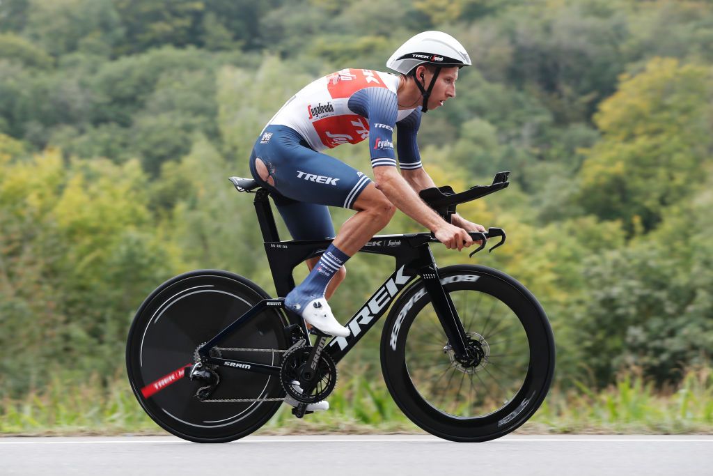 Bauke Mollema (Trek-Segafredo) shows damage from a crash in the stage 4 time trial at the 2021 Tour de Luxembourg