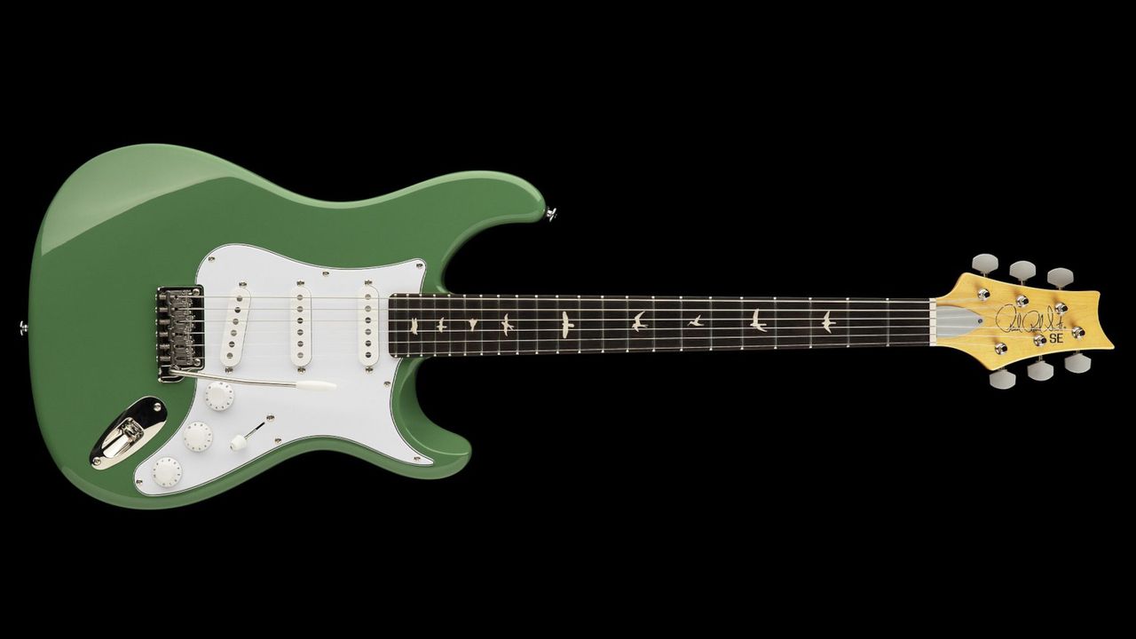 PRS SE Silver Sky in Ever Green finish