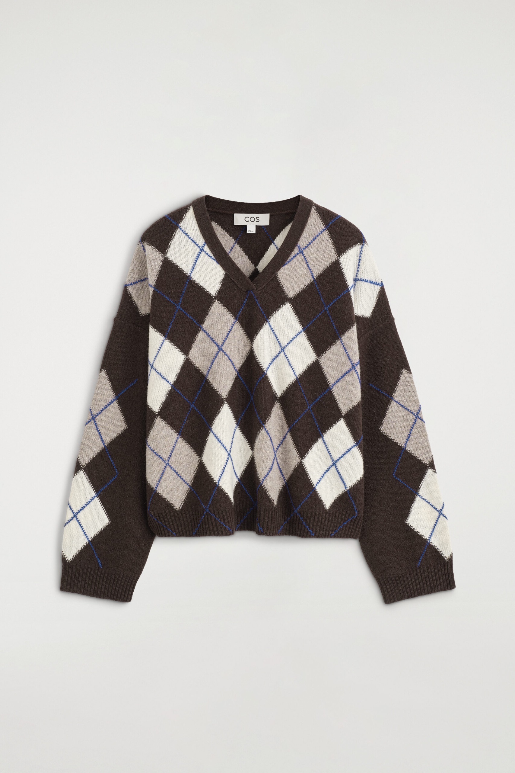 Argyle Wool-Alpaca V-Neck Sweater