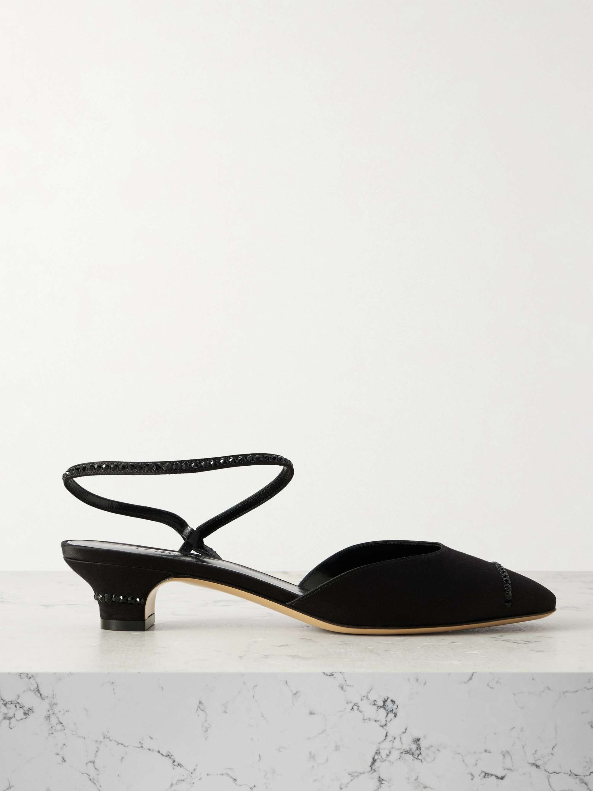 Erika Crystal-Embellished Satin Pumps