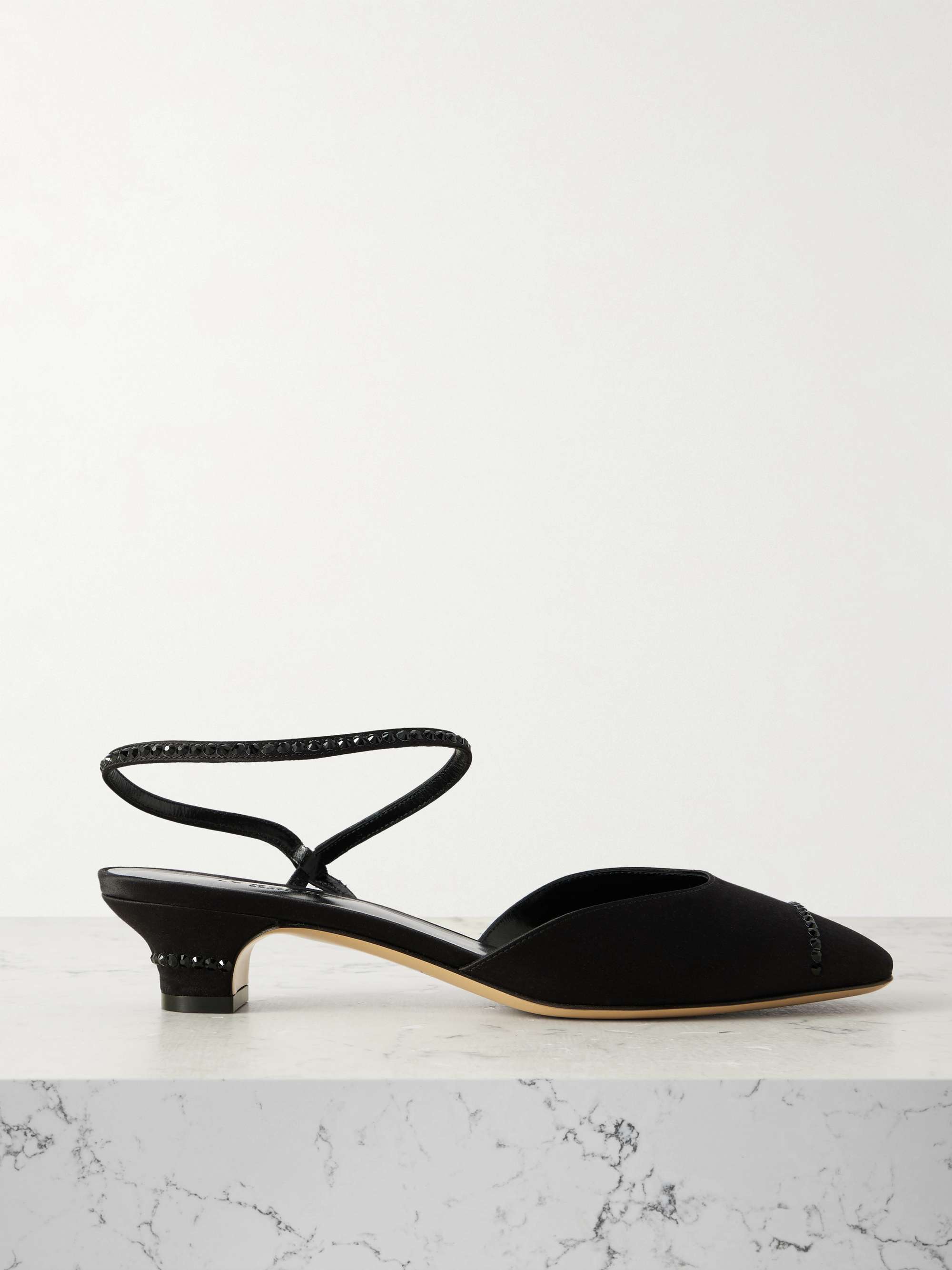 Erika Crystal-Embellished Satin Pumps