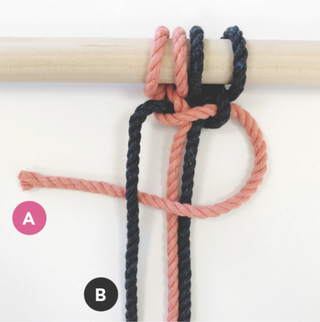 How to macrame a square know step three