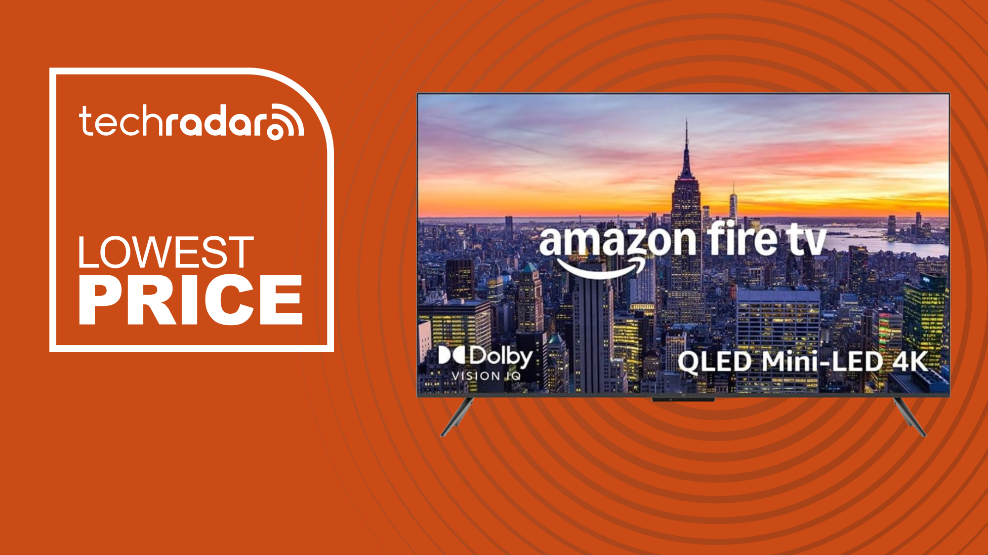 Amazon mini-LED lowest price on orange background 