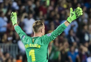 Marc-Andre ter Stegen in action for Barcelona in the Champions League against Juventus in 2017.