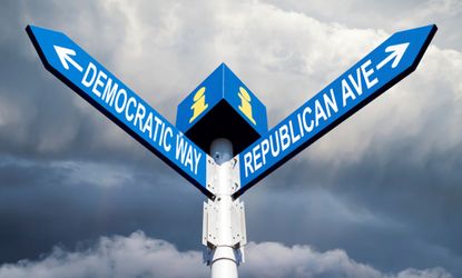 Democrat or Republican signpost