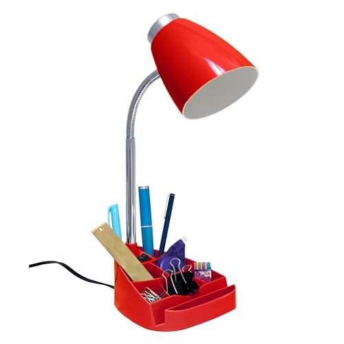 Red Gooseneck Organizer Desk Lamp 