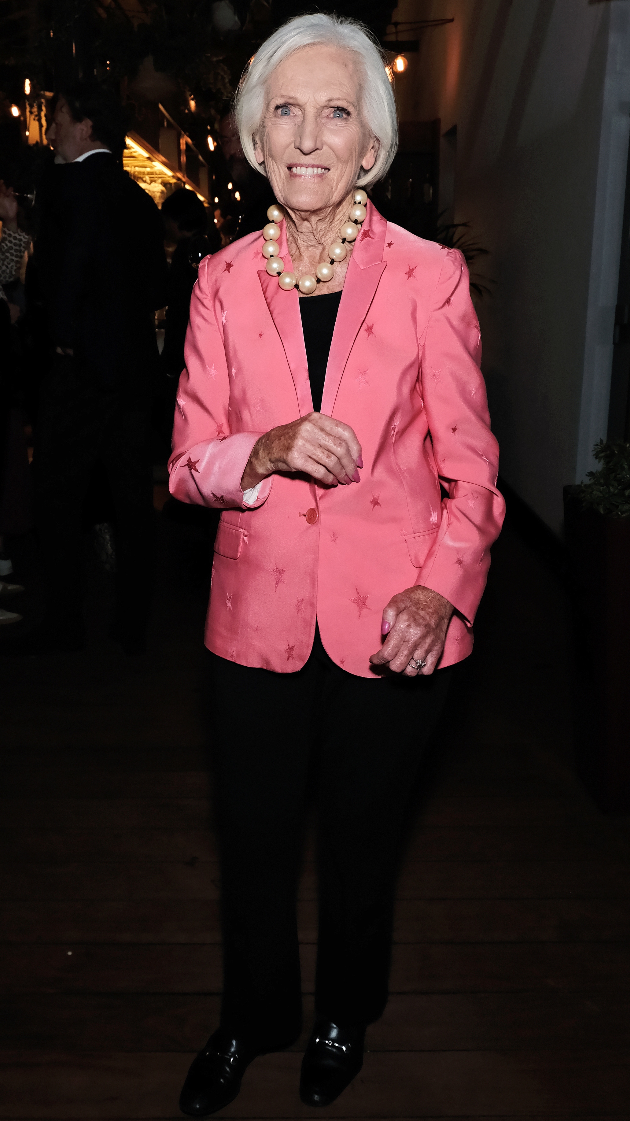 Mary Berry attends the launch of Cicoria by Angela Hartnett at the Royal Opera House on September 17, 2025