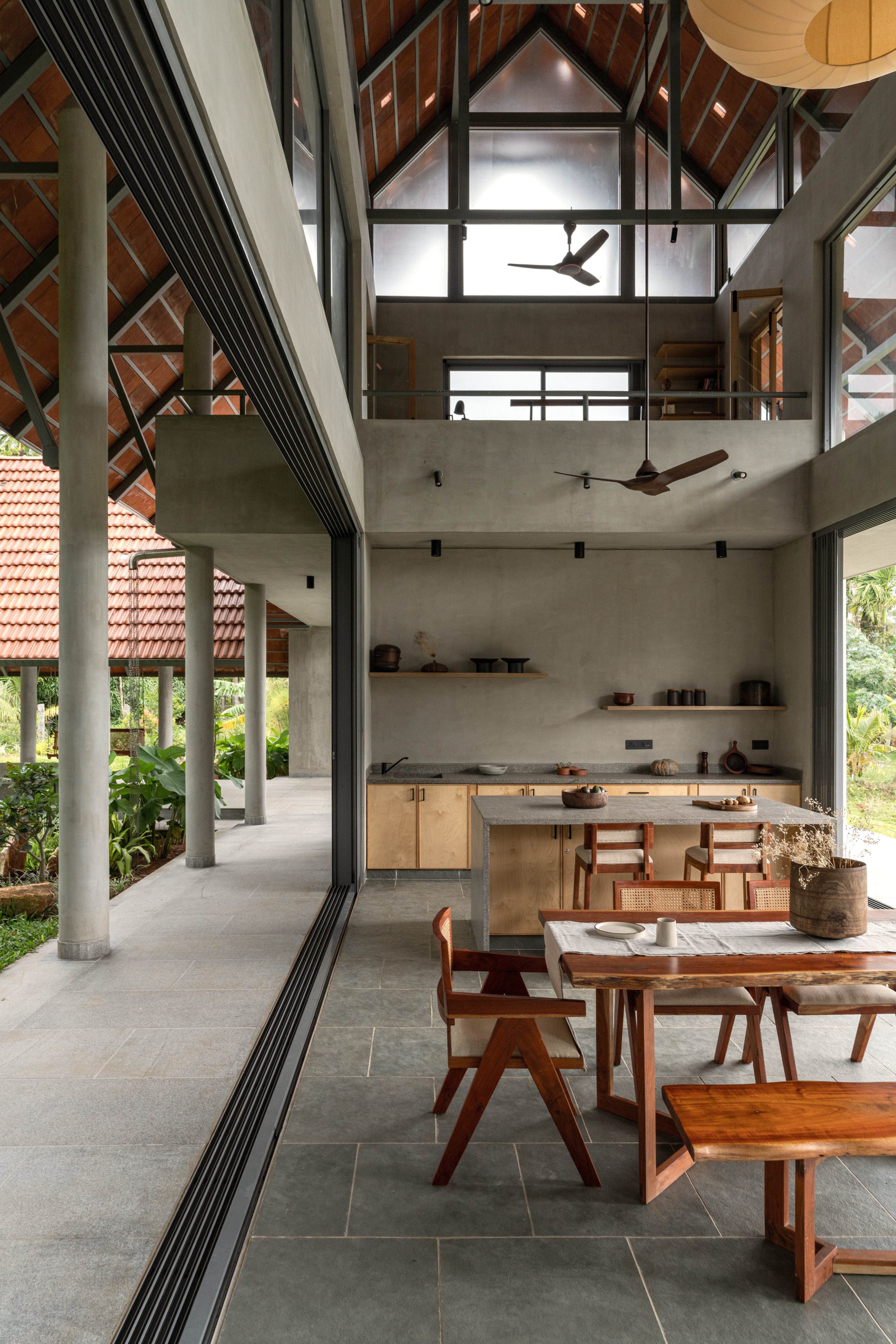 The great hall is flanked by verandas