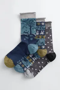 Snowy scenes socks (pack of 3)