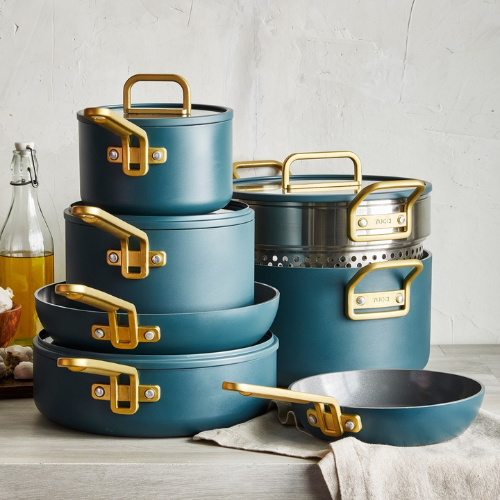 Fortnum and Mason, GreenPan x Stanley Tucci Venetian Teal 11-piece set