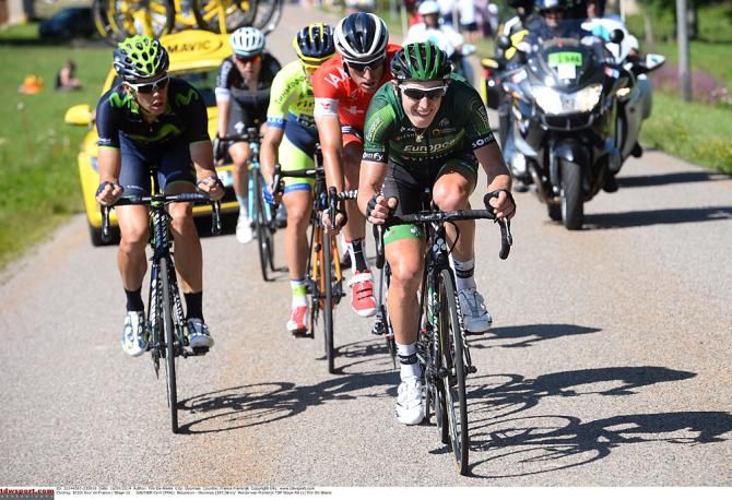 Cyril Gautier (Europcar), Jesus Herrada (Movistar) in the breakaway on stage 11