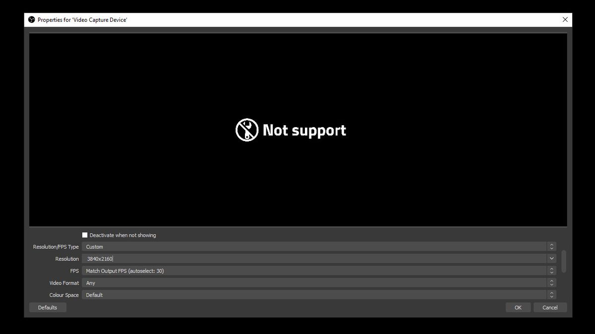 IOGear UpStream 4K OBS Studio error message