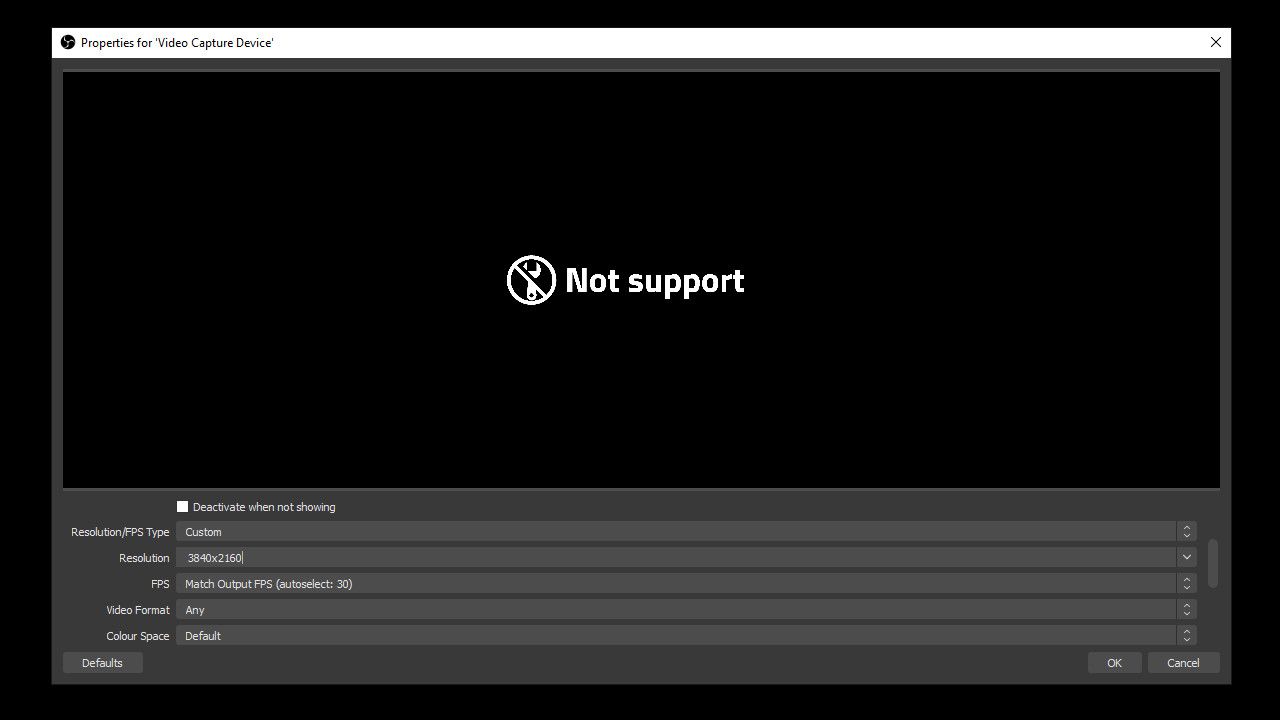 IOGear UpStream 4K OBS Studio error message