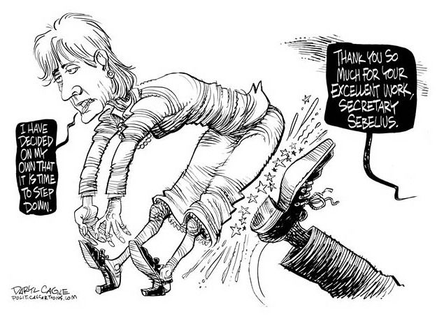 Political cartoon Kathleen Sebelius retire