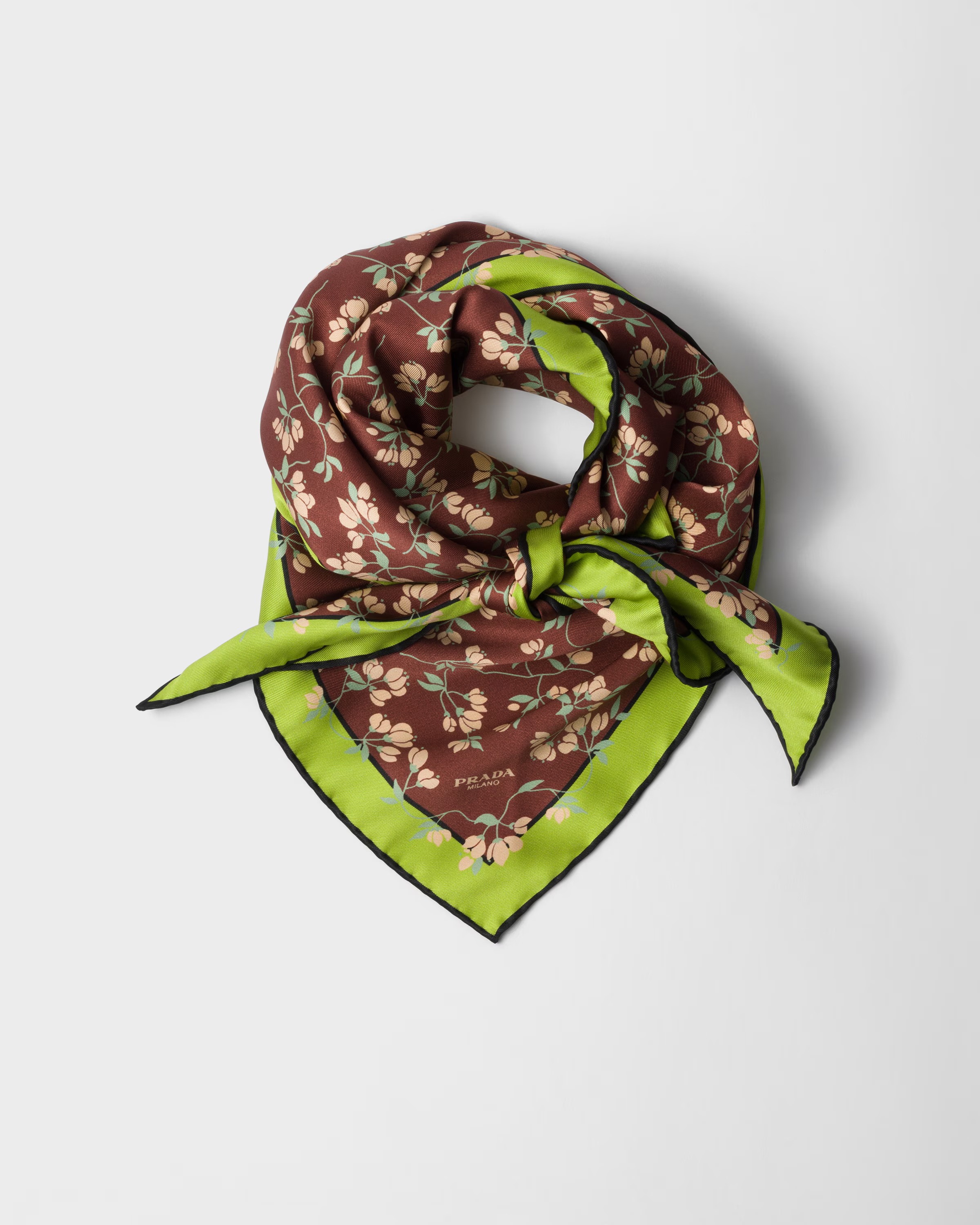 prada, Printed Silk Twill Scarf