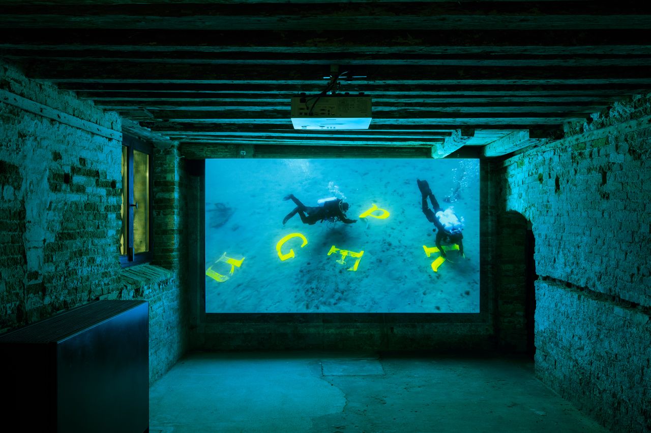 Raqs Media Collective Deep Breath, 2019/2022 Single screen digital video projection, 25’ Fondazione Prada