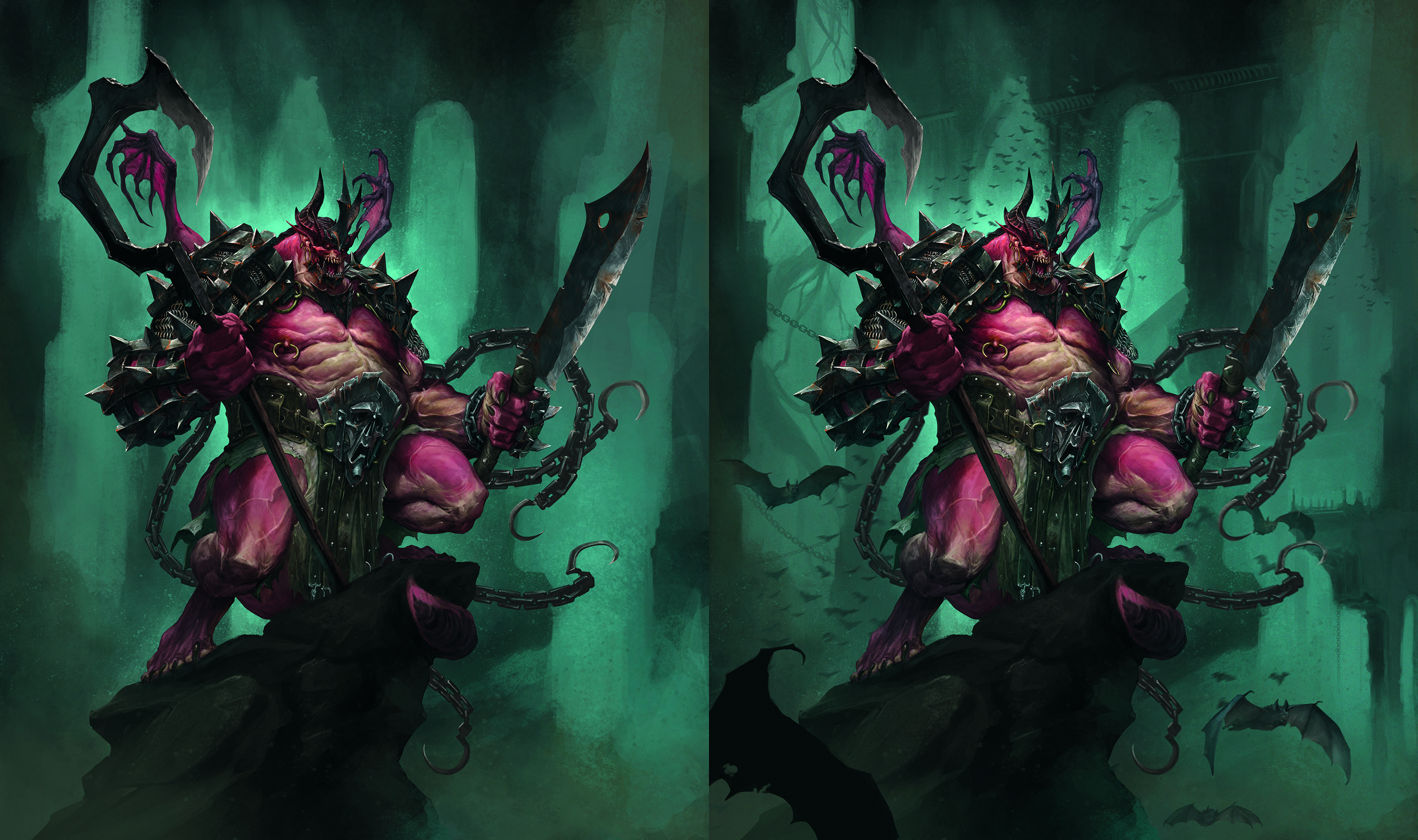 Digital art showing an armoured demon