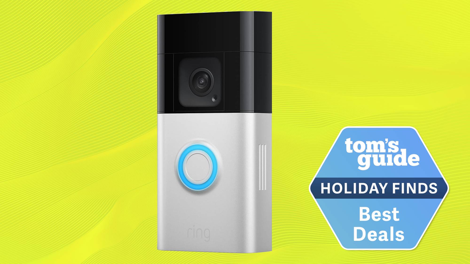 Ring Battery Doorbell Plus on yellow background