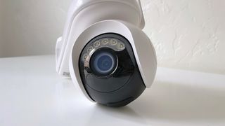 Close up of the lens on the Reolink Altas PT Ultra smart home camera