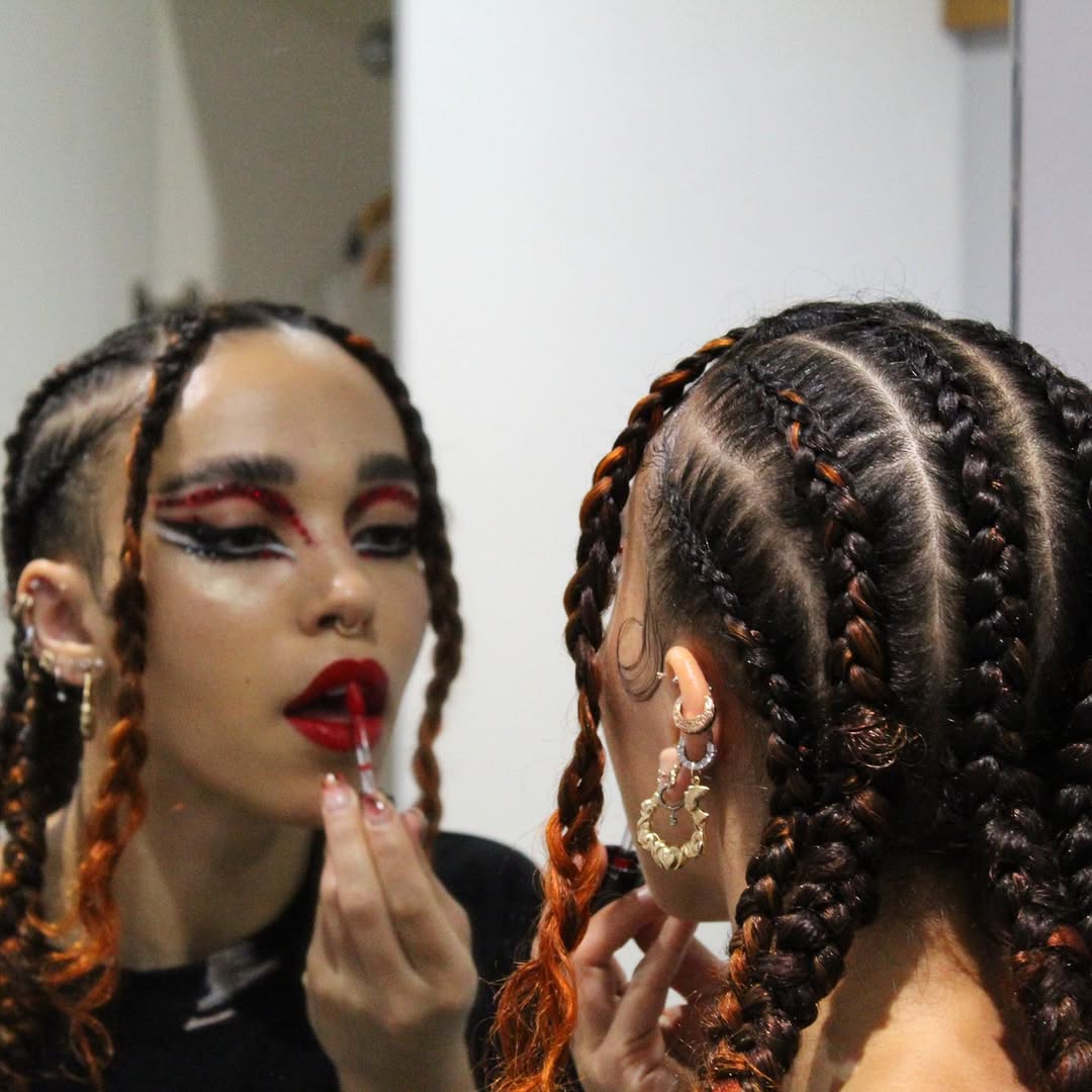 FKA Twigs with cornrows