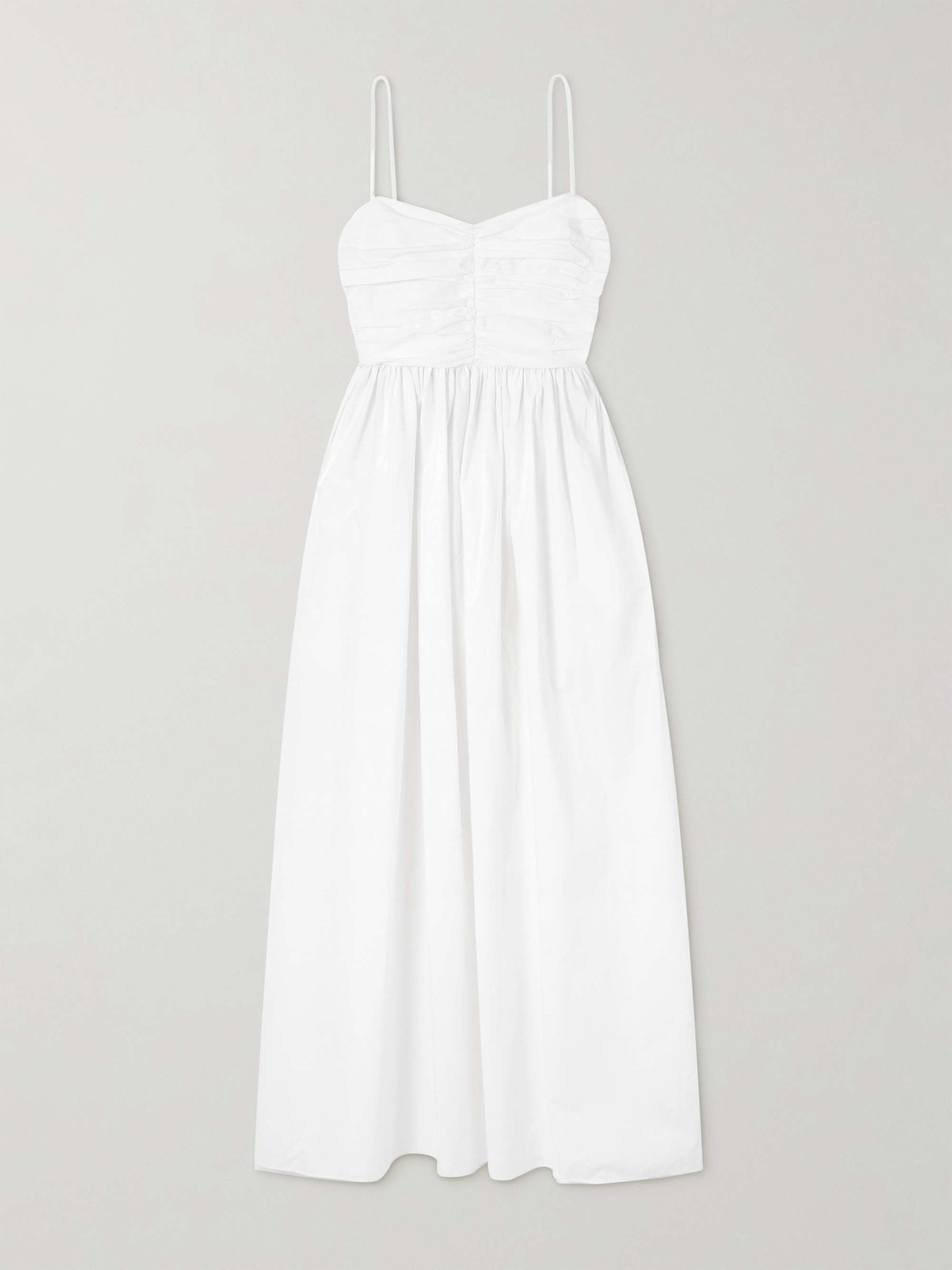 Gathered Organic Cotton-Poplin Midi Dress