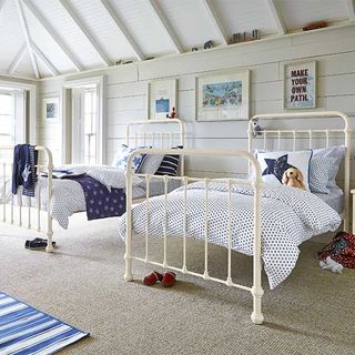 vintage style bed with classic look and wall frames