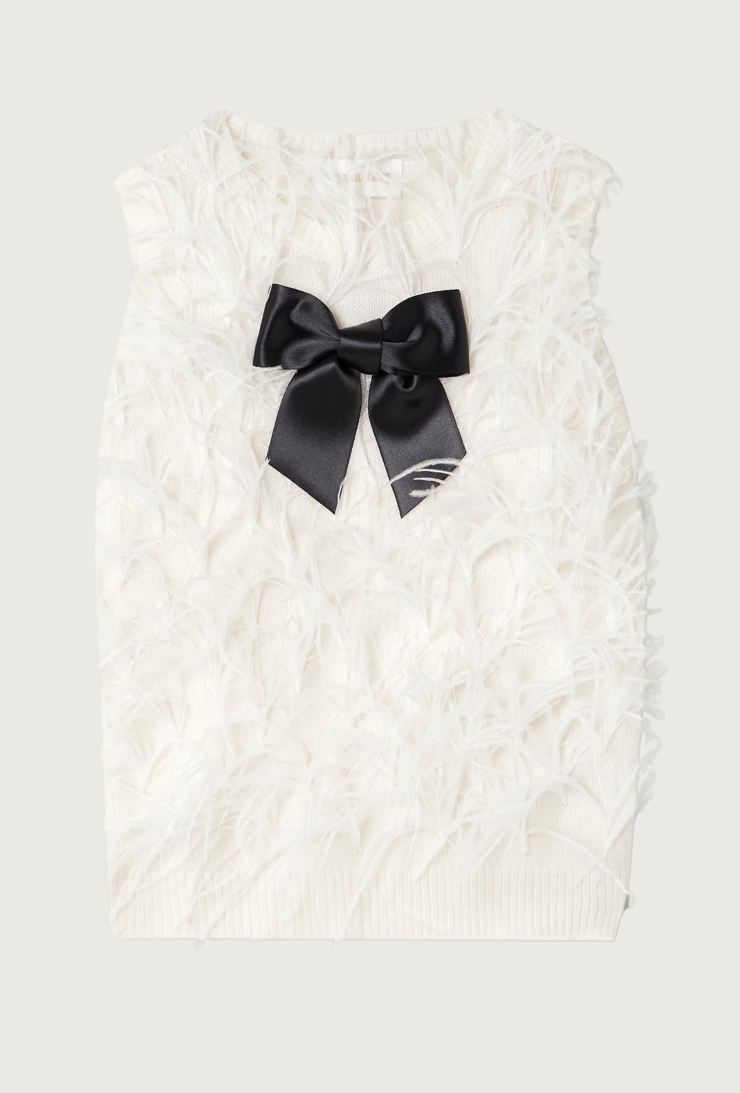 Feather- and Satin-Trimmed Wool-Blend Sweater