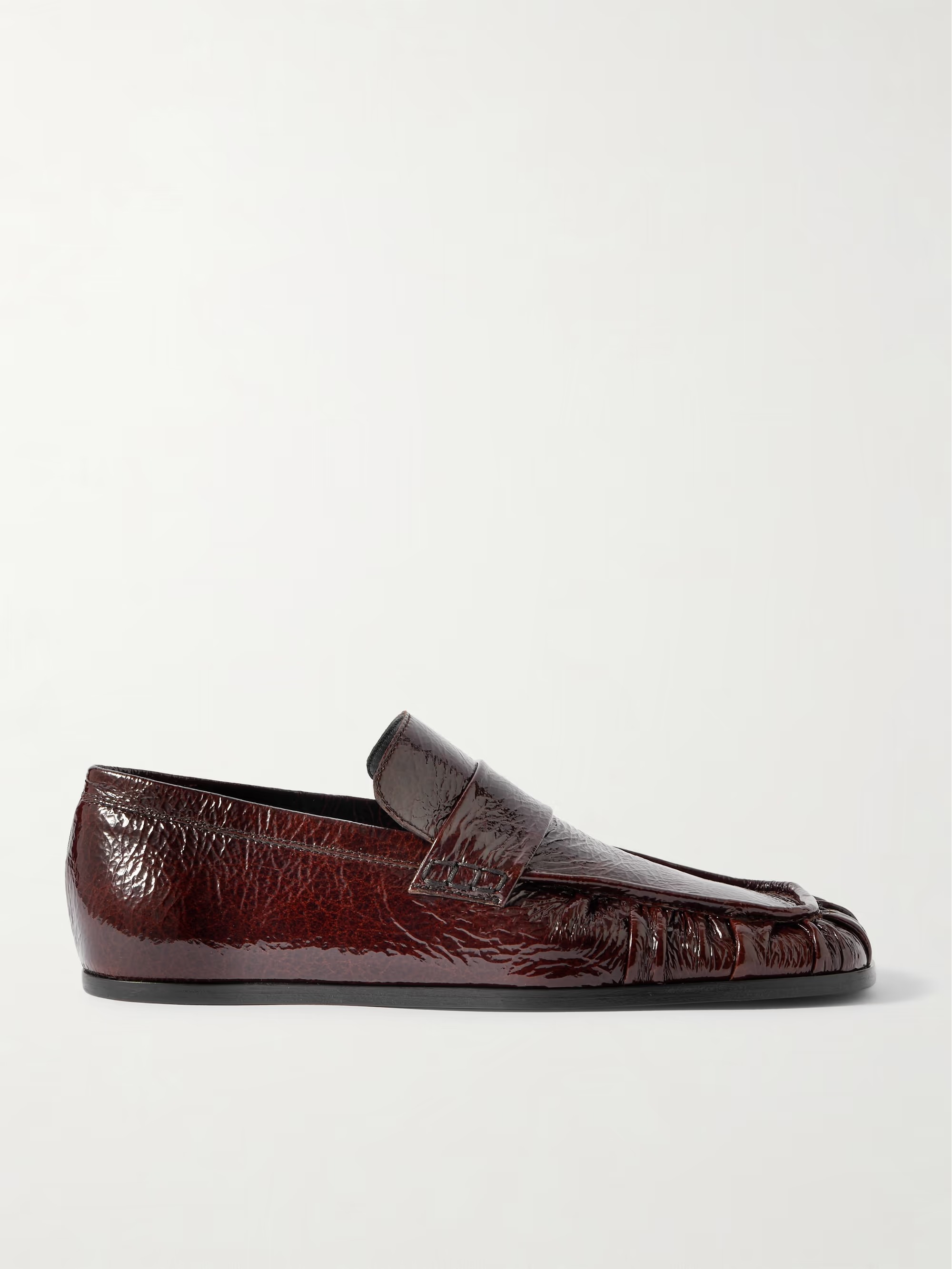 Jill Sande4r, Crinkled glossed-leather loafers