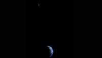 This picture of a crescent-shaped Earth and Moon, the first of its kind ever taken by a spacecraft, was recorded Sept. 18, 1977, by NASA's Voyager 1 when it was 7.25 million miles (11.66 million kilometers) from Earth. Credit: NASA/JPL