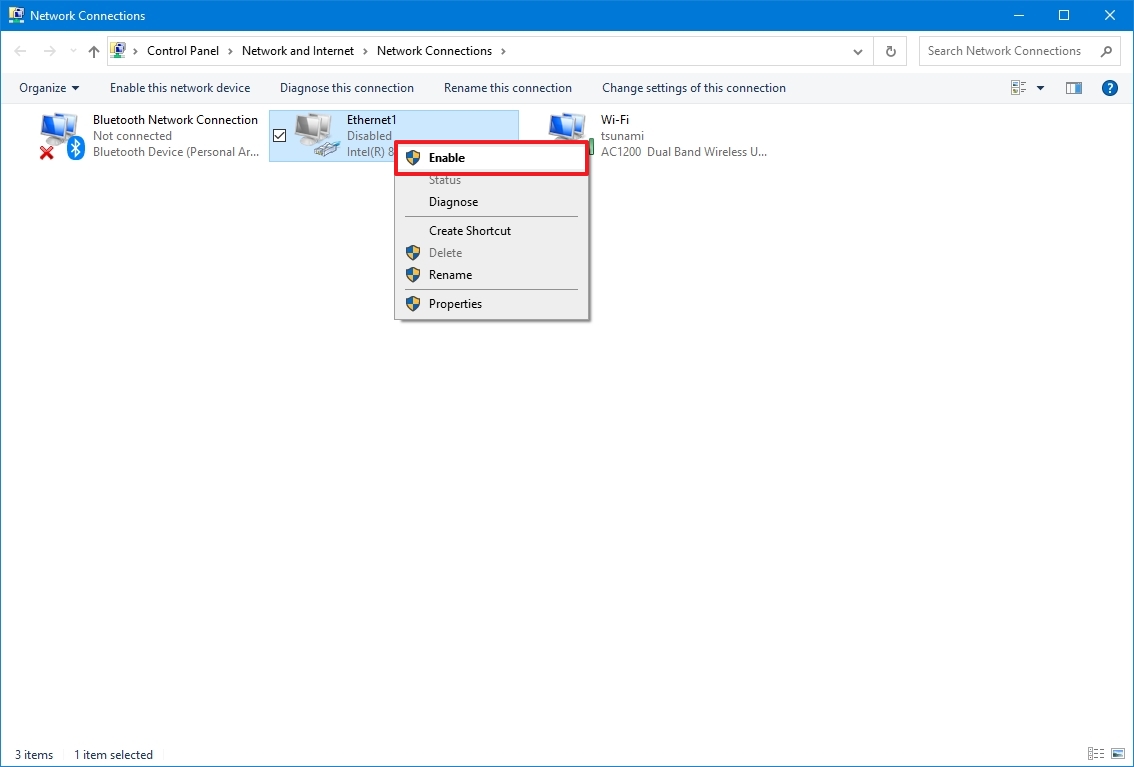 Windows 10 enable network adapter