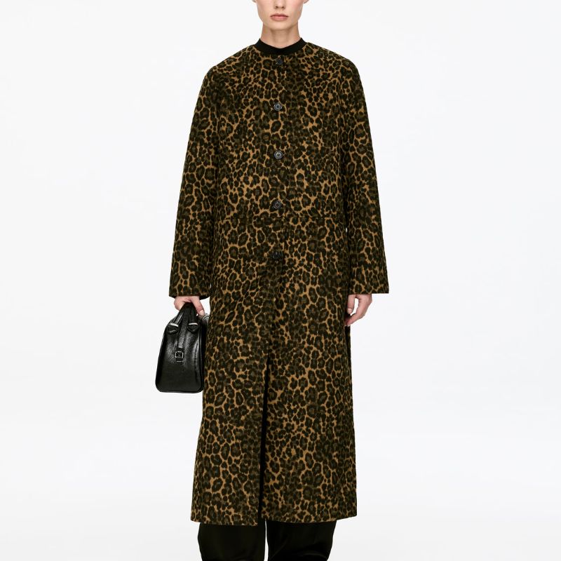 leopard longline coat