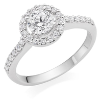 18ct White Gold Diamond Halo Ring,