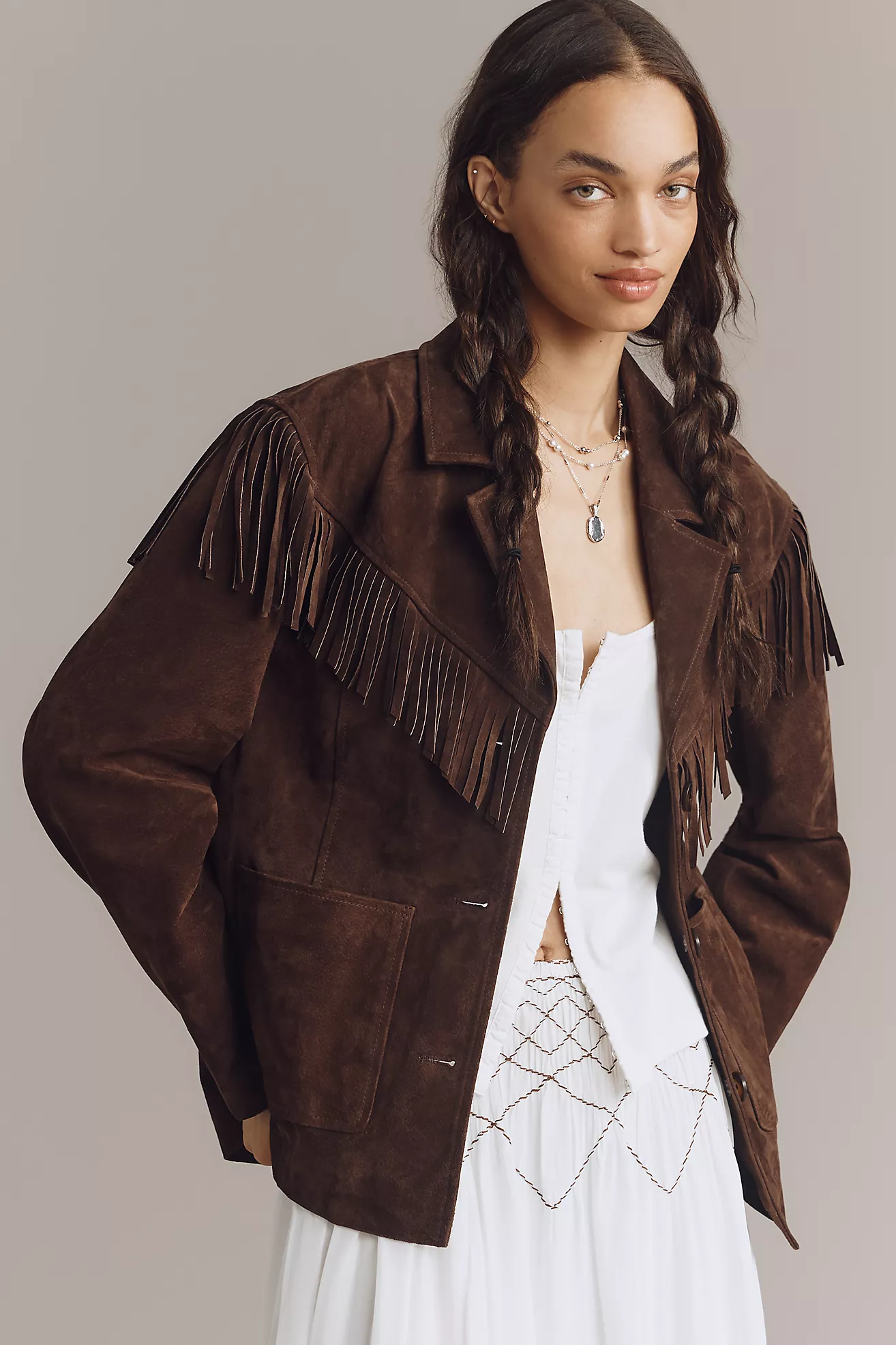 Blanknyc Down to Earth Real Suede Fringe Jacket