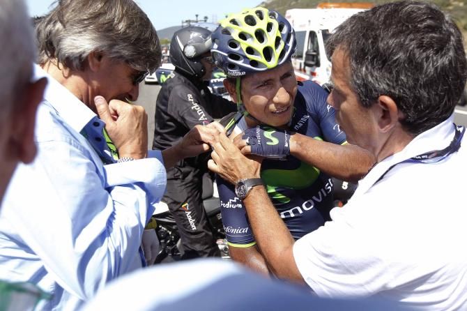 Nairo Quintana (Movistar) left the Vuelta with a broken scapula