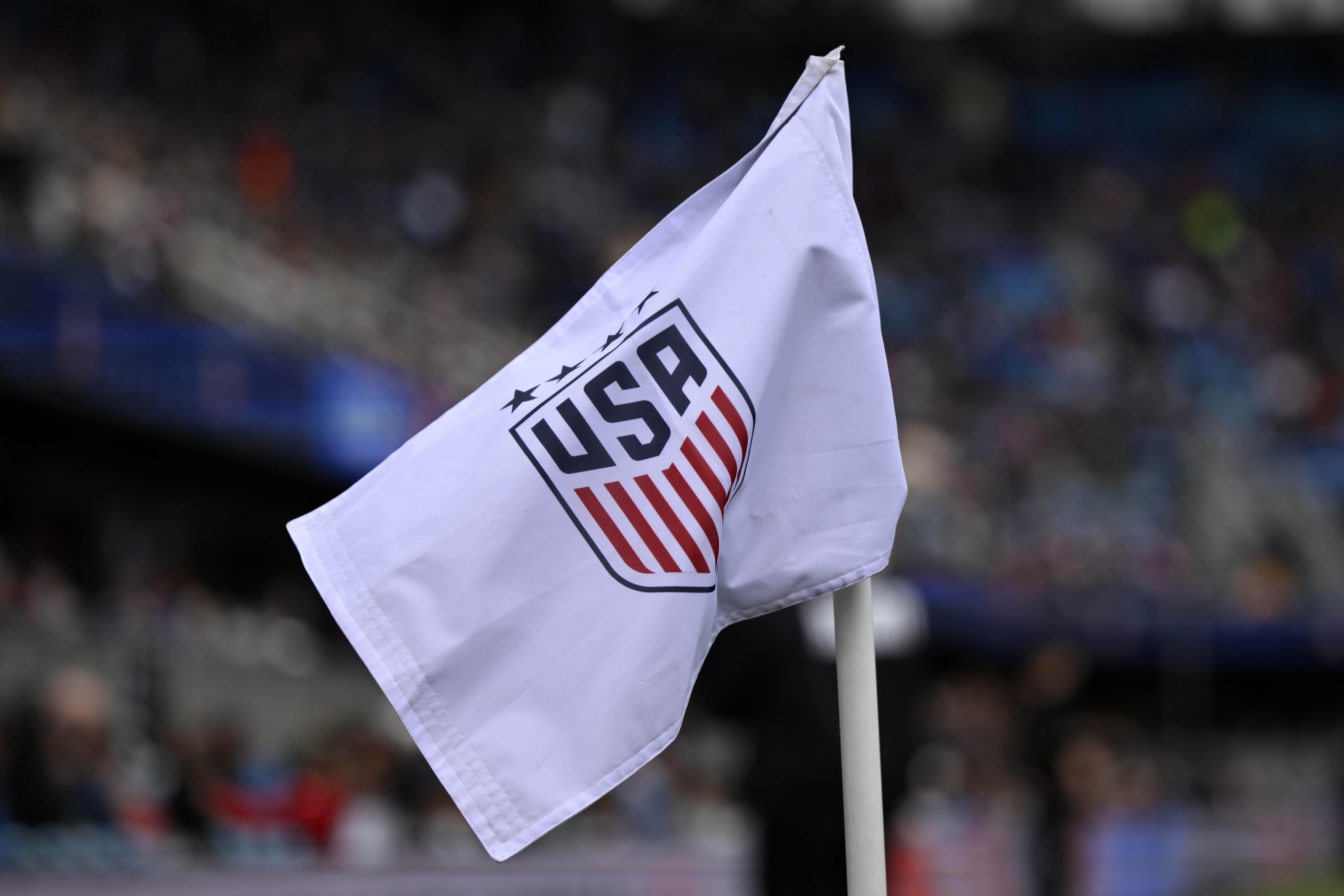 SAN JOSE, CALIFORNIA - APRIL 11: The corner pennant of United States is seen during the international friendly match between United States and Japan at PayPal Park on April 11, 2026 in San Jose, California. (Photo by Eakin Howard/USSF/Getty Images)