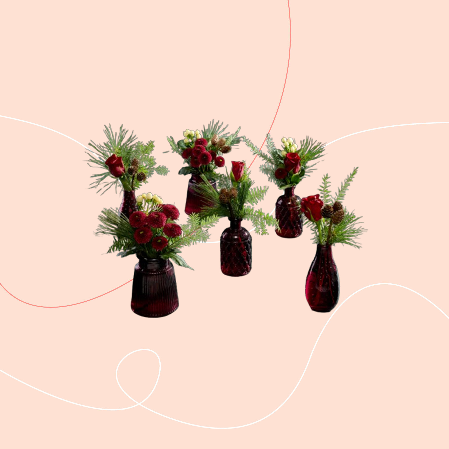 M&amp;S bud vases in red
