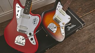 Fender Jaguar and Jazzmaster on a Fender guitar case 