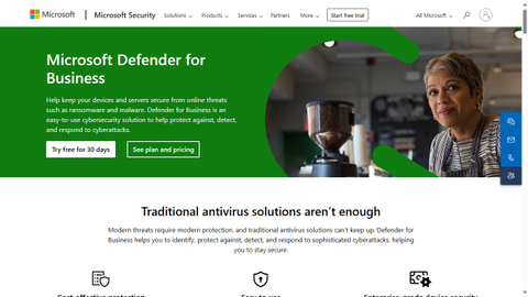 Website screenshot for Microsoft Defender for Business
