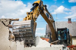 demolishing a house