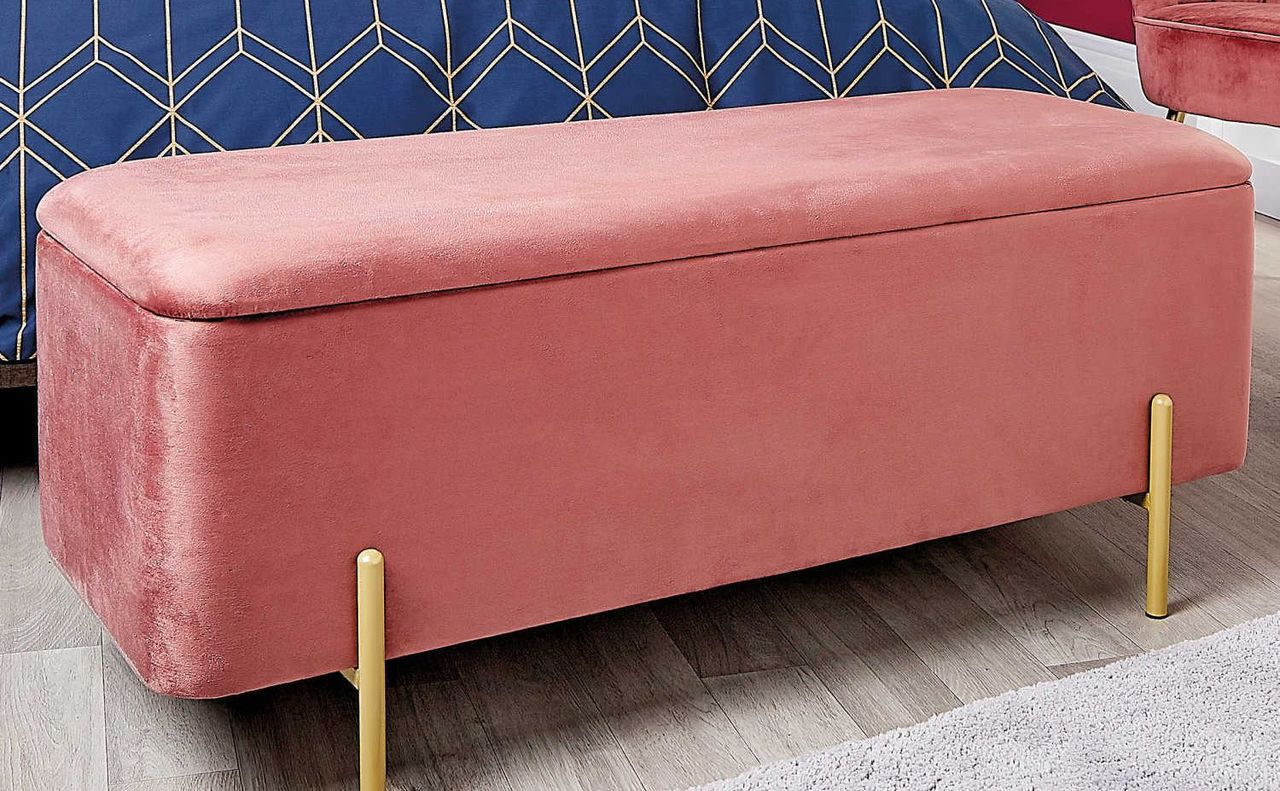 Aldi pink velvet ottoman 