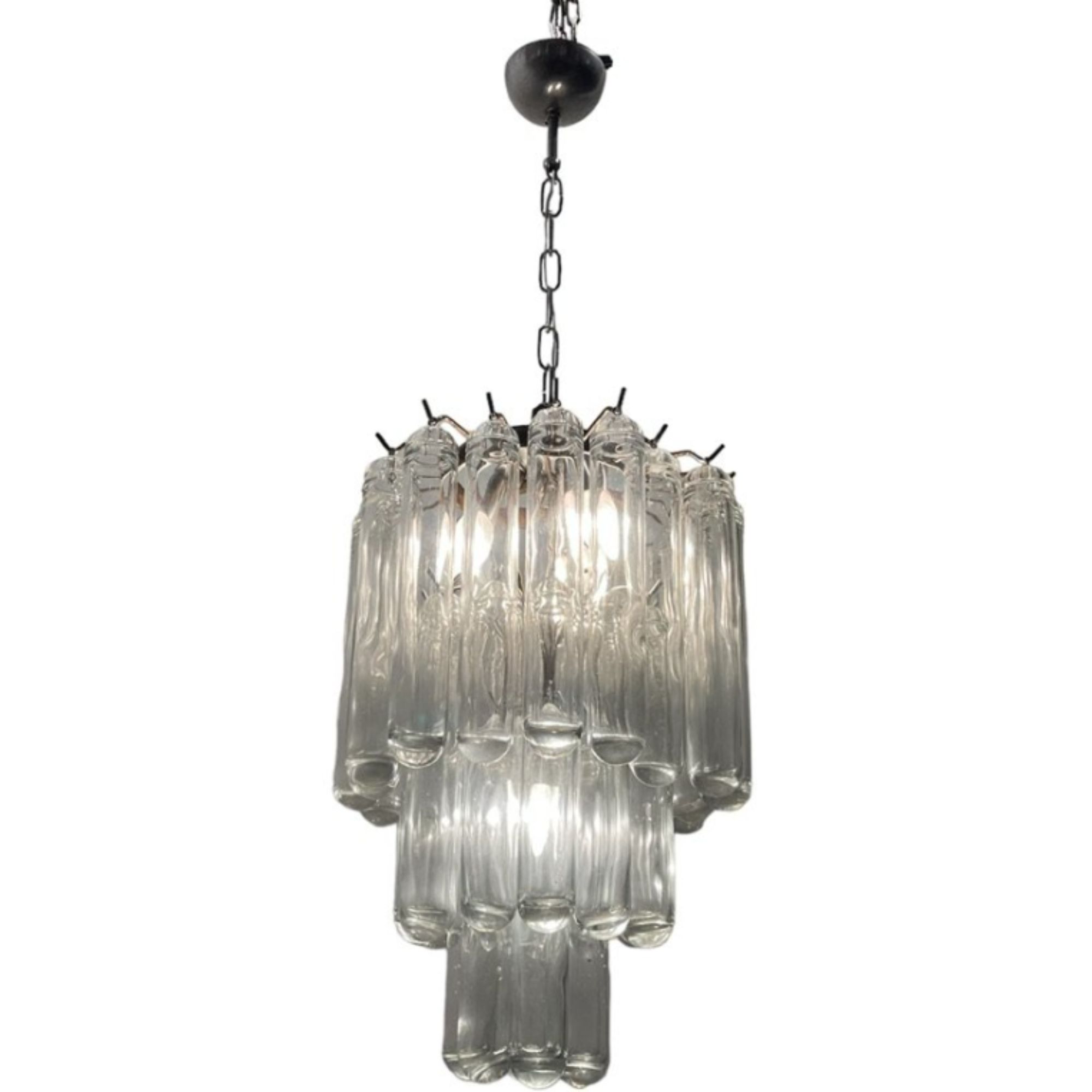 Murano Glass Tube Chandelier by Venini